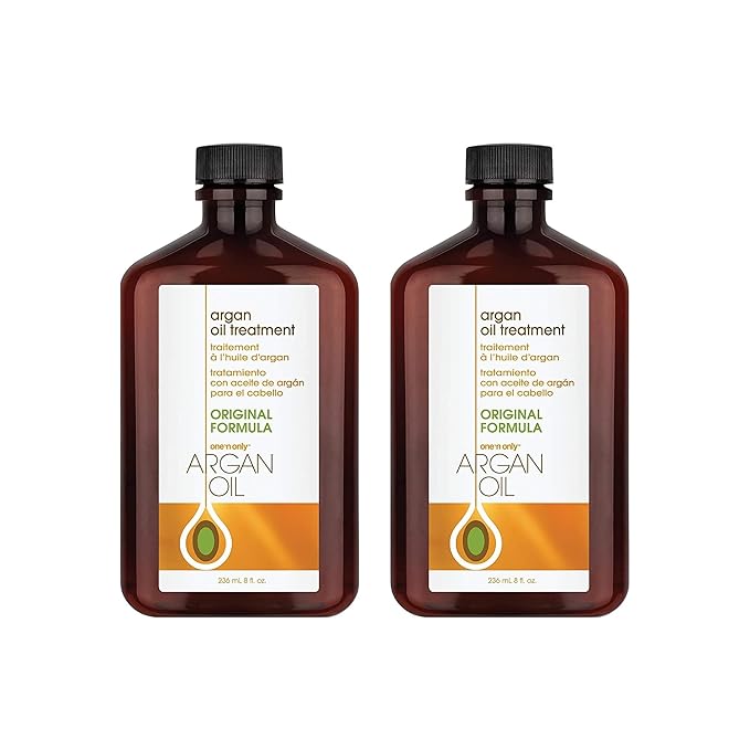 One 'N Only Argan Oil Hair Treatment - Lightweight & Hydrating Hair Oil for Natural, Wigs & Extensions - Shine Enhancing, Heat Protectant & Frizz Control (8 oz, 2pk)