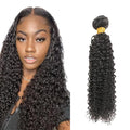 Bundles Human Hair Color 1B Kinky Curly Bundles Niegmeag Brazilian Virgin Remy Hair Single Bundle 16 Inch Double Weft Soft and Silky Natural Black Curly Bundle Hair Weave