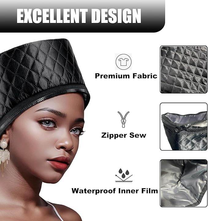 Heat Cap for Deep Conditioning, Thermal Steam Cap for Hair Treatment, Hair Steamer for Black Natural Hair, 10-Level Quick Heating Caps for Home Use.