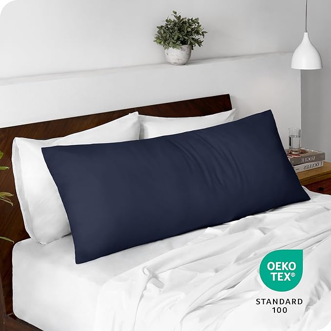 Bare Home Microfiber Body Pillow Cover - Ultra Soft - Cooling Pillowcase - Double Brushed - Pillowcase with Zipper Closure - Easy Care (20''x54'' Body Pillow Cover, Midnight Blue)
