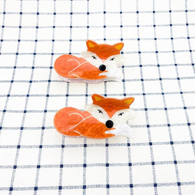 2PCS Orange Fox Hair Claws, Cute Animal Shaped Hair Clips for Women, Charming Fox Themed Hair Accessories for Daily Styling