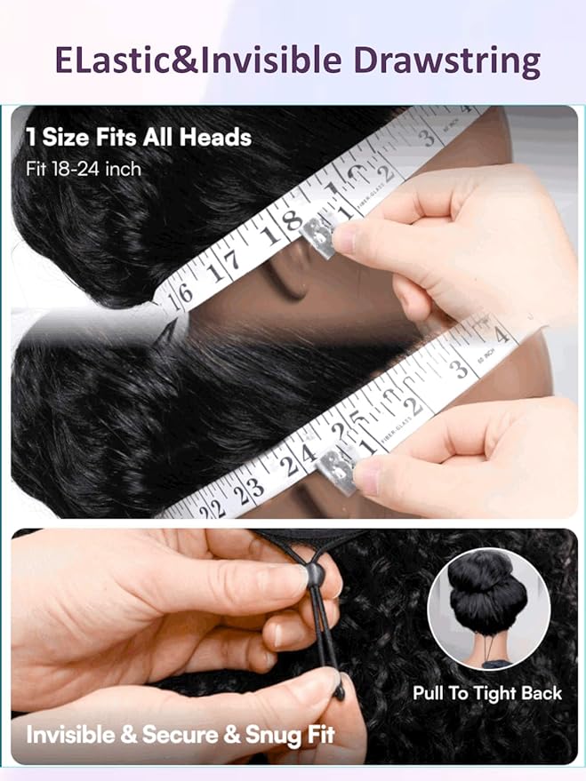 Yiroo Light Yaki Straight Wig Human Hair with Side Swept Bangs,7x5 Lace Front Bye Bye Knots Glueless Wig Human Hair Pre Plucked Pre Cut,Elastic Drawstring Wear and Go Wig for Women 150% Density 18Inch