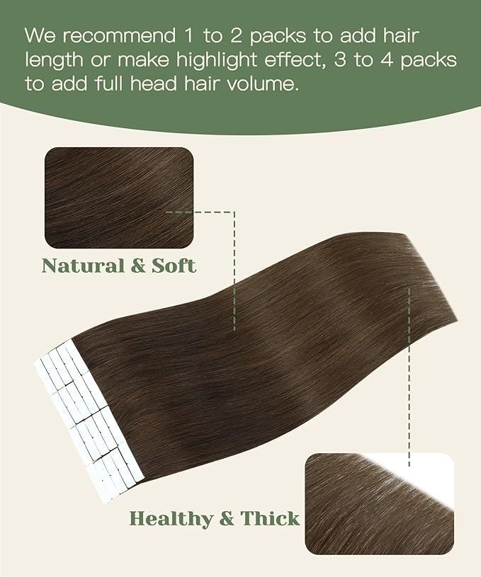 SURNEL Injected Seamless Tape in Hair Extensions 22 Inch #4 Chocolate Brown Invisible Tape in Extensions 20 Pcs 50g(#4,22)