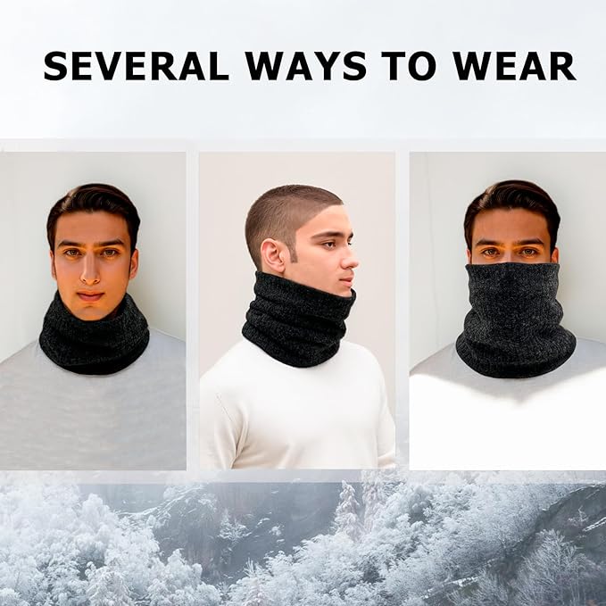 3 Pack Winter Neck Warmer & Ski Mask for Men Women Thermal Warm Fleece Face Mask Neck Gaiter Scarf Gift