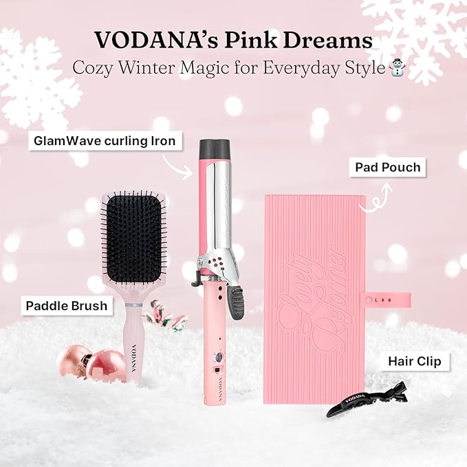 VODANA Multipurpose Silicone Pad - Heat-Resistant Rest & Travel Pouch for Hair Styling Irons, Includes Cord Organizer, 10x5 Inch (Pink)