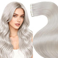 LaaVoo Tape in Hair Extensions Blonde Human Hair Tape in Extensions #60 Platinum Blonde Hair-Extension Tape on Real Human Short Hair 20pcs 40g 14 Inch