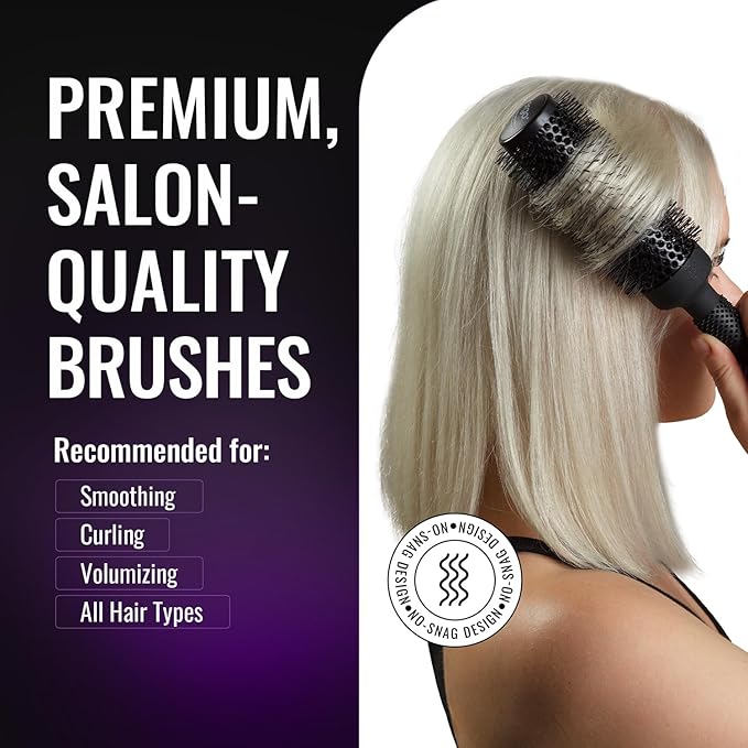 ERGO Ceramic Ionic Round Brush for Blow Out - Salon Quality Hair Brushes for Women - Roller Brush for Blow Drying, Wet and Dry Hair Styling, Volumizing Hair Care - ER43: 1.75"