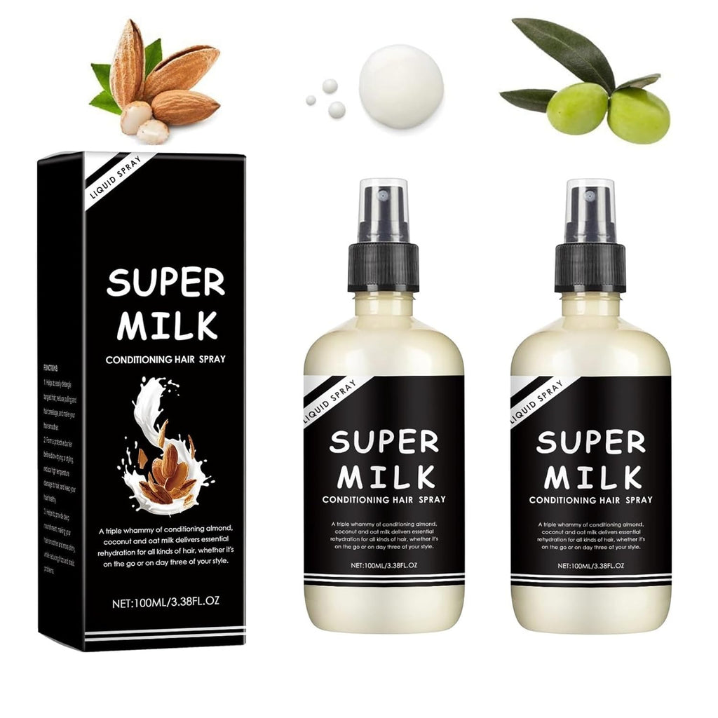 Super Milk Conditioning Hair Primer Spray (2 Pack) – Moisturizing Detangler for Smooth & Nourished Hair