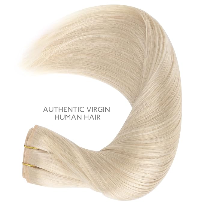 WENNALIFE Seamless Clip In Hair Extensions Human Hair, 12 Inch 80g 7pcs Platinum Blonde Real Hair Extensions Clip in Human Hair Invisible PU Skin Weft Natural Remy Hair