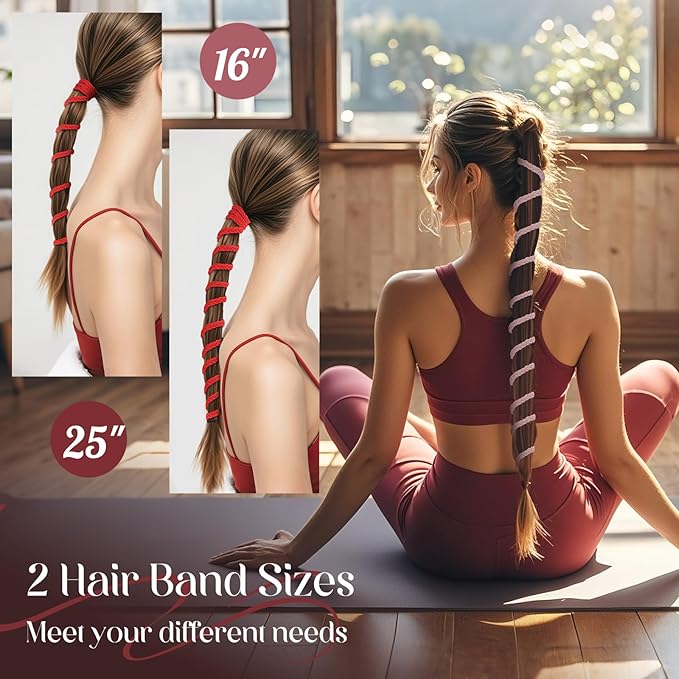 3 Packs Ponytail Holders Hair Ties for Women, Spiral Pony Tails Elastic Braided Hair Holders for Gym Swimming Sports (3pcs16"colorful15)