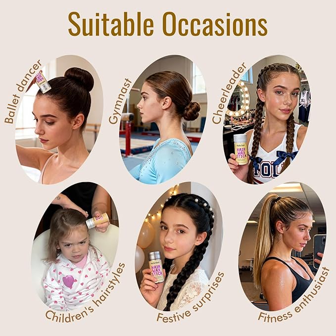 Dolahair Hair Wax Stick for Flyaways, Smoothing, and Slick Back - Hair Pomade for Women and Kids (2 Pack)