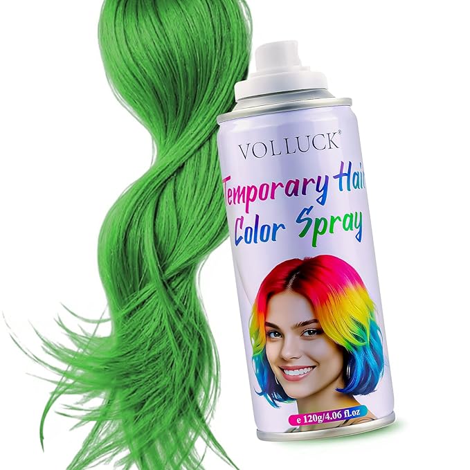 Green Hair Spray Temporary, Hair Color Spray 1-Day Hair Dye Colored for Kids Women Men Joker, Hair Wax Color Washable, Hair Paint Halloween Fast-Drying 4.06 Fl Oz