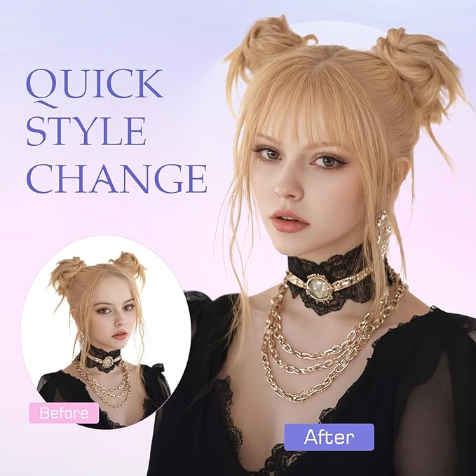 Hairro Clip On Bangs Human Hair Bangs Hair Clip In Bangs 3D 360°Cover Topper With Bangs Wispy Air Bangs Hair Pieces Fake Bangs For Women 8 Inches 10g #613 Light Blonde