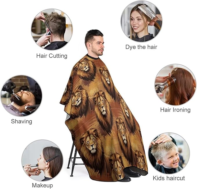 Extra Long Hair Cutting Salon Cape, Haircut Apron Lions Animal King Hair Cutting Cloak for Hair Dye