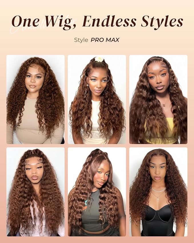Arabella Chocolate Brown Lace Front Wigs Human Hair 13x6 Deep Wave Lace Front Wigs Human Hair Colored Deep Curly HD Lace Frontal Wigs for Women Pre Plucked with Natural Hairline 24 Inch