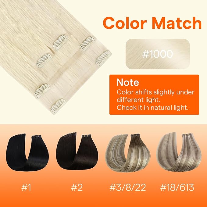Full Shine Seamless Clip in Hair extensions, 20Inch Blonde Real Human Hair Clip in Extensions,Long Straight Remy Hair for Womem, Invisible Natural Fill Ins, 4Pcs 20Inch 95 grams