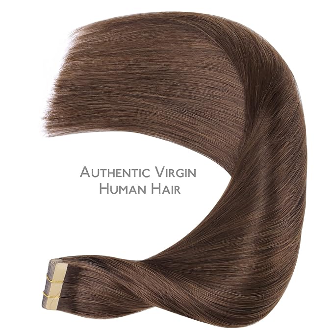 WENNALIFE Tape in Hair Extensions Human Hair, 20pcs 50g 16 inch Chocolate Brown Remy Hair Extensions Straight Human Hair Tape in Extensions Skin Weft Tape Extensions Human Hair