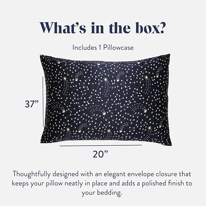 Brooklinen Mulberry Silk Pillowcase – 100% Pure Silk Pillow Case, Soft & Durable, Anti-Friction Comfort, Hight Quality Smooth Texture – Machine Washable & Breathable – King Size (Celestial)
