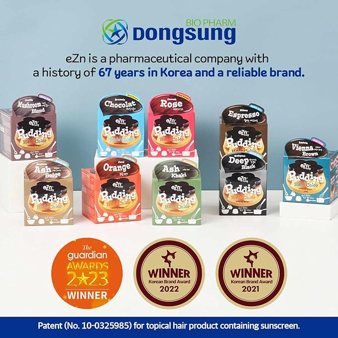 eZn Pudding Hair Dye, Ammonia-Free, Semi-Permanent DIY Korean Hair Dye Color with Keratin, Odorless Gentle for Sensitive Skin No Skin Irritation (Vienna Brown)