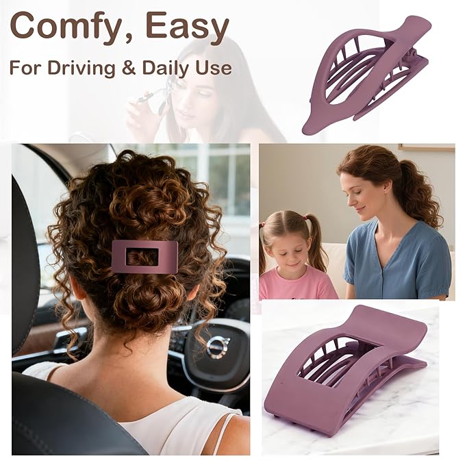 6 Pack Flat Hair Clips for Women Girls, French Flat Claw Clips for Think Hair Thin Hair with Strong Hold, Non-Slip, Matte Classic Barrettes for All Hair Styling