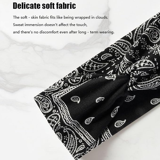3 Pack Headbands for Women - Short Hair Bandana Headbands, Non Slip Elastic Sweat Hairbands, Soft Fabric Hair Wraps for Girls - Suitable for Workout, Yoga, Running & Sport