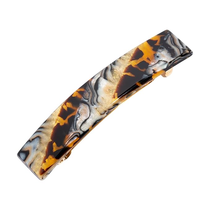 Earthy Stone Hair Barrette for Thin Hair, Classic Rectangle French Barrette for Women, Lightweight and Comfortable, Strong Hold, Lasco | France Luxe