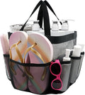 Mesh Shower Caddy Portable, Shower Tote Bag for Dorm Room Essentials, 8 Pockets Large Shower Basket for College Gym Beach Camping (Black)