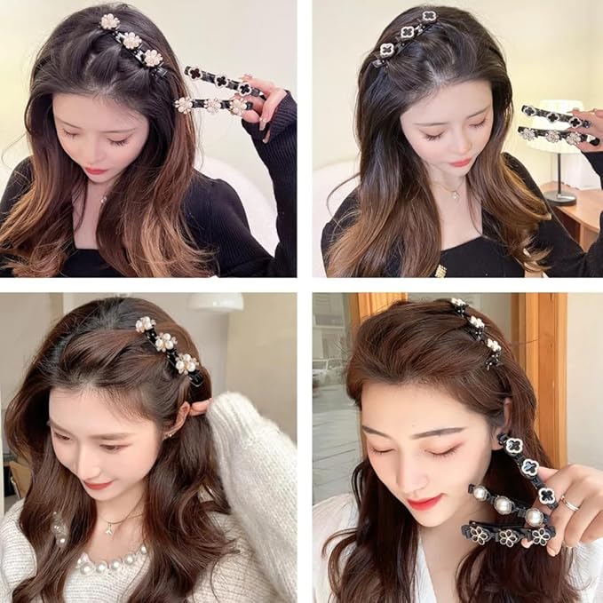 12PCS Sparkling Crystal Stone Braided Hair Clips, Braided Hair Clips for Women and Girls, Shiny Flower Rhinestone Hair Clip, Braided Duckbill Hair Clip With Crystal Hair Accessories for Styling