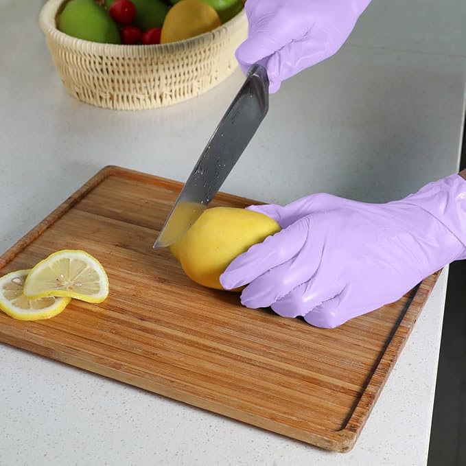 Disposable Gloves Small, Nitrile and Vinyl Blend Material Gloves, Latex Free 4 Mil 100 Pc Food Grade Glove for Cleaning, Food Prep, Hair Dye, Tattoo, Purple