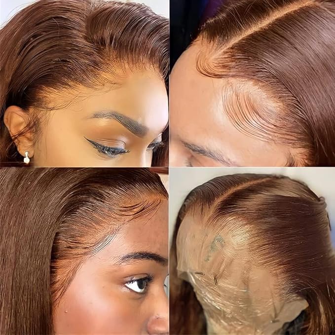 200% Density 13x4 Auburn Brown Body Wave Lace FrontWigs Chestnut Brown Colored Human HairWigs For WomenHD Transparent Lace FrontWig Human Hairwith Baby Hair 20Inch