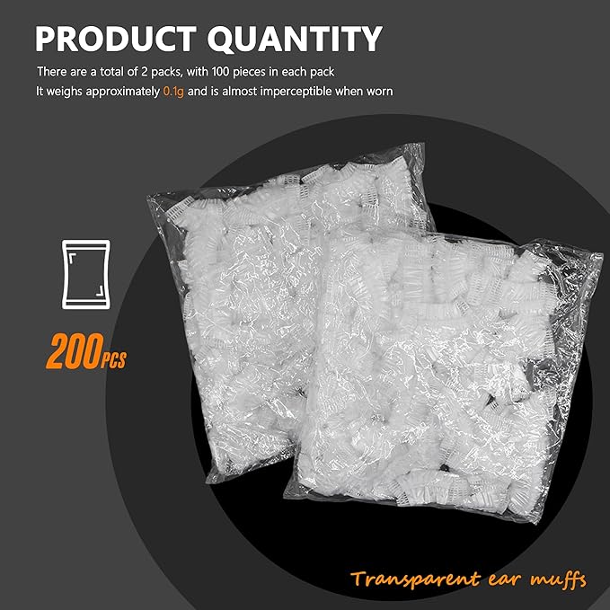 200Pcs Clear Disposable Ear Covers Waterproof Ear Covers Protectors for Hair Dye, Shower, Bathing Hair Dye Spa Salon Beauty Treatments