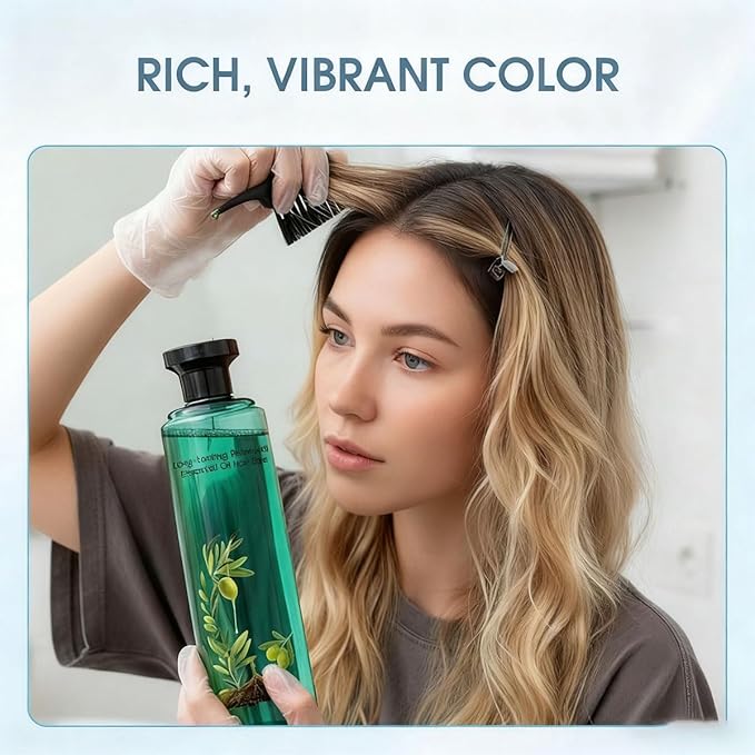 Long-Lasting Botanical Essential Oil Hair Dye,Mild Formula Long Lasting Hair Dye Set,Plant-Based Hair Color for Gray Coverage (Natural Black)
