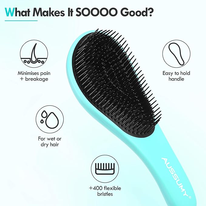 Detangling Hair Brush Set - 2 Pack Detangler Hairbrush with Ultra Soft Bristle for Effortless Tangle Removal - For Dry Wet Damaged Curly Hair for Men Women Girls Boys Kids - Purple & Green