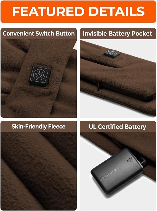 ORORO Heated Scarf, Up to 12 Hours of Warmth, Heated Neck Warmer with Rechargeable Battery