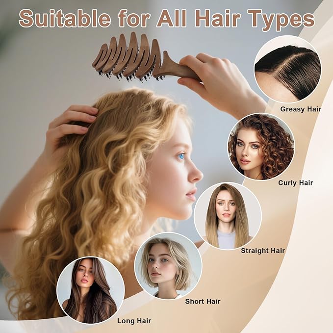 Hair Brush, For All Hair Types, Detangler Hairbrush, Durable Boar Bristle Brush, Vented Design, Massage The Scalp, Curved Paddle Elevates Your Experience