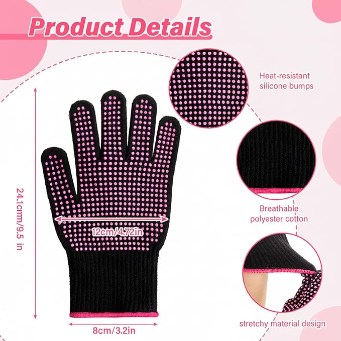 Suhine 20 Pcs Professional Heat Resistant Gloves for Hair Styling Curling Heat Resistant Work Gloves