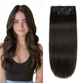 XDhair Clip in Hair Extensions Real Human Hair 14 Inch 100g 6pcs Human Hair Extensions Clip Ins for Women Natural Black #1B