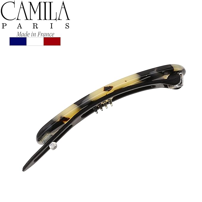 Camila Paris CP2806 French Hair Barrette Clip for Girls, Handmade, White Tokyo, Metal-Free Closure Strong Hold Grip Hair Clips for Women, No Slip Durable Styling Girls Hair Accessories, Made in France