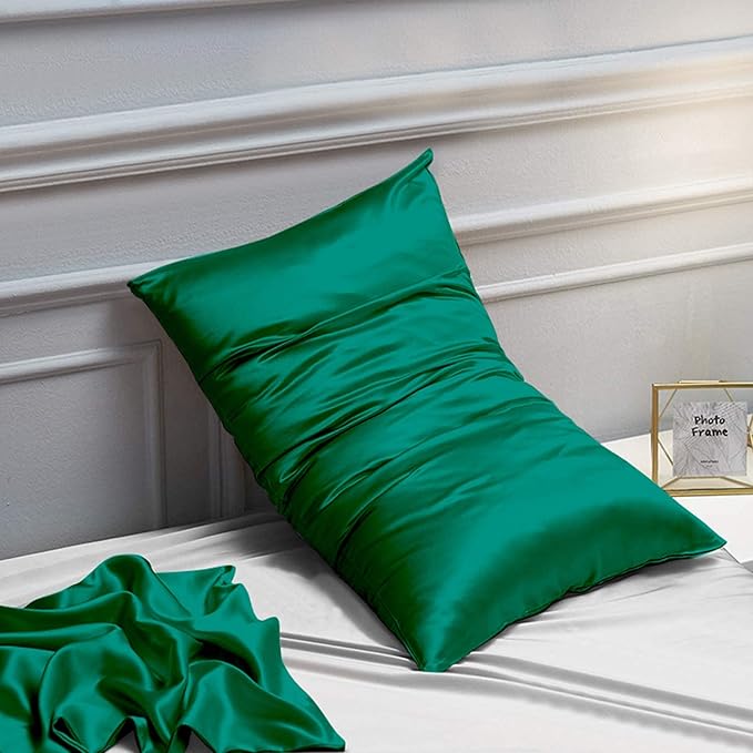 NTBAY 12 Pack Satin King Pillowcases for Hair and Skin, Luxurious and Silky Pillow Cases with Envelope Closure, 20 x 36 Inches, Dark Green