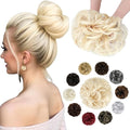 Messy Bun Hair Piece Wavy Curly Scrunchies Fluffy Donut Thick Updo Elegant Chignon Hairpieces for Women Girls, Bleach Blonde 1.4oz