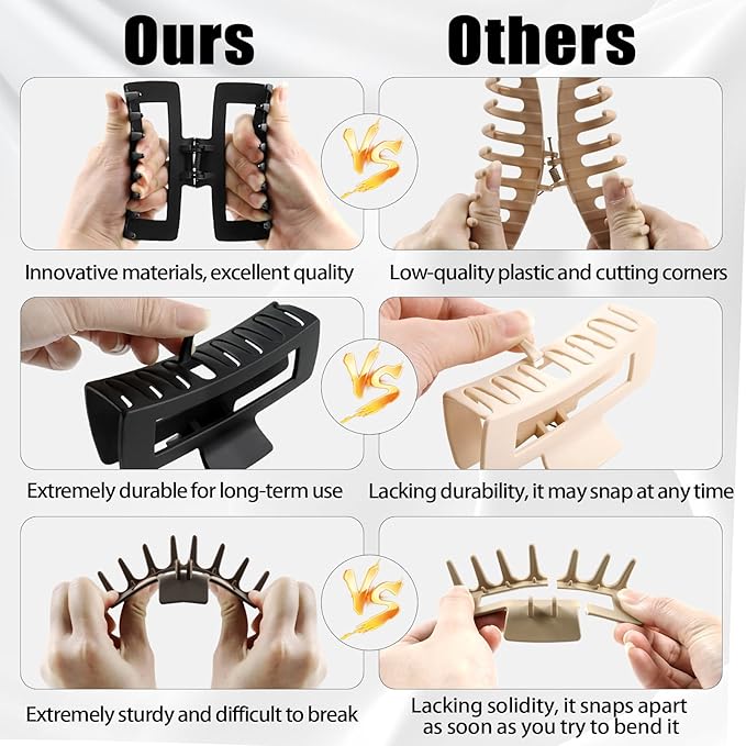 TOCESS Hair Claw Clips for Women - Unbreakable Small Medium Big Extra Large 4 Sizes Clip Set for Thick Thin Hair, Hard to Break Neutral Hair Claws for Long Short Hair Girls (8PCS)