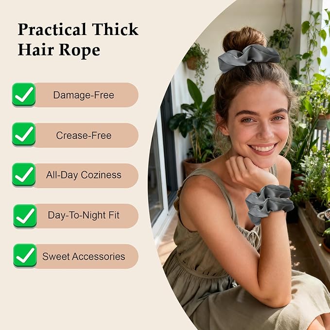 Satin Scrunchies for Women – 8PCS Green Silk Hair Ties – No Crease, Frizz-Free, Gentle Elastic Hair Bands for Thick & Thin Hair, Soft & Stylish Hair Accessories Gifts