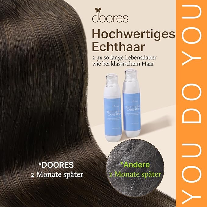 DOORES Human Hair Extensions Clip in Dark Brown 100g 7pcs 14 Inch Clip in Hair Extensions Remy Natural Human Hair Straight