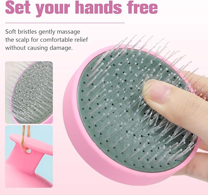 Portable Travel Scalp Cleansing Brush - Dual-Use Dry/Wet Exfoliator Removes Dandruff&Buildup,Suitable for Both Men&Women.Pink