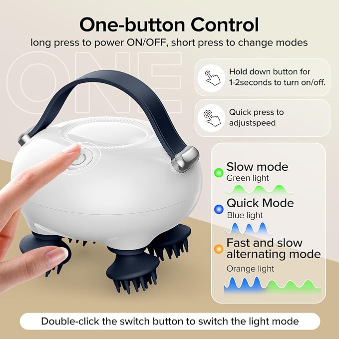 Scalp Massager, Head Massager Scalp, Tangle Resistant Design, 3 Massage Speed, Portable Head Massager, Hair Massagers with 12 Detachable Claws A Ideal Gift for Your Wife, Mom, Husband, Dad