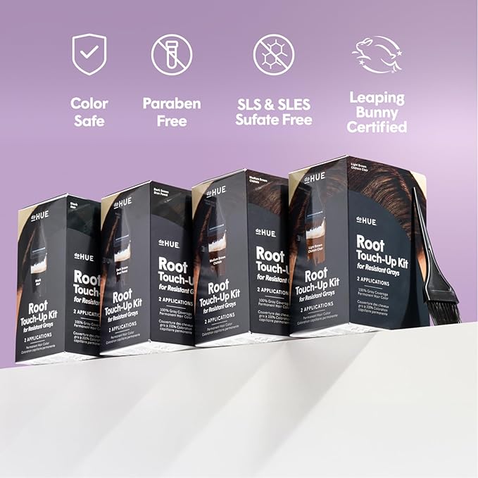 dpHUE Root Touch-Up Kit for Resistant Grays, Medium Brown - Permanently Cover Difficult, Stubborn Gray Hair - 2 Applications Included - Vegan & Leaping Bunny Certified