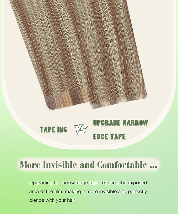 SURNEL Tape in Hair Extensions Human Hair Balayage Golden Brown Highlighted Fading to Golden Blonde Tape in Hair 16 inch 20pcs 50g(#10/16/16-16)