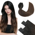 SURNEL Human Hair Tape in Extenions Ombre 1B Off Black Fading To 4 Chocolate Brown Tape in Hair Extensions 16 inch 20pcs 50g(#1BT4-16)