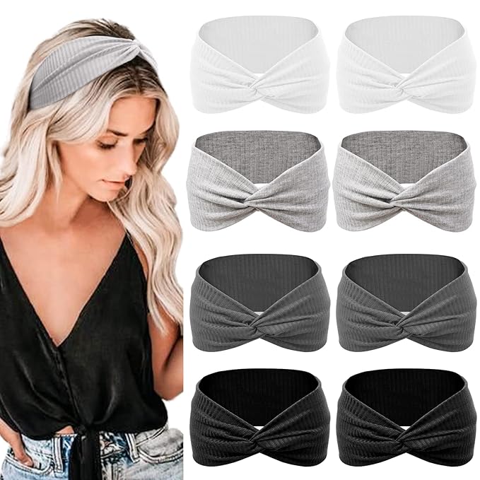 Tobeffect Non Slip Headbands for Short Hair - Yoga, Workout, Running Sport Elastic Hair Bands, Twist Turban Wrap for Girls