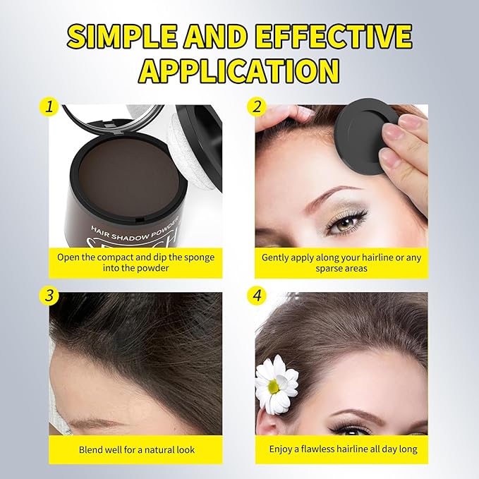 Sevich Hairline Powder 10g 2-Pack with Brush, Instantly Conceals Hair Loss & Thinning, 48H Waterproof Root Touch Up Powder, Natural Hair Shadow Toppers for Women & Men, 2 Box = 5 Boxes,Dark Brown